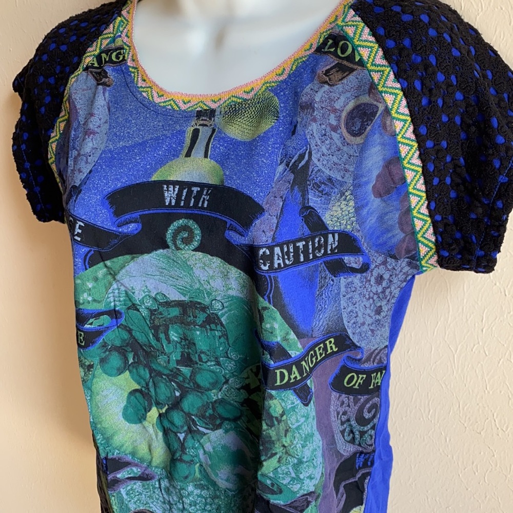 Custo Barcelona Mixed media printed cotton  shirt